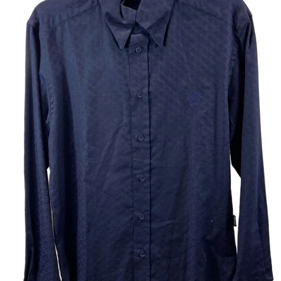 Men's Versace Navy Blue Dress Shirt size small - Picture 1 of 5